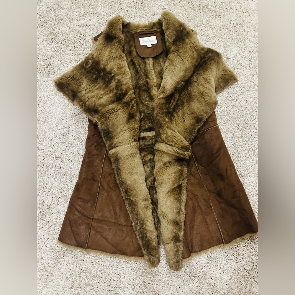 Neiman Marcus brown faux fur vest